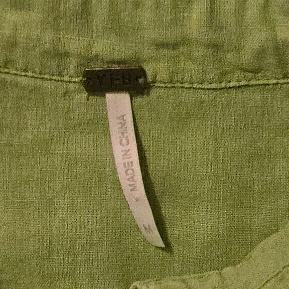 Young Fabulous & Broke Linen Blend L Green Shirt Dress M Coastal Beachy Vacation - Picture 6 of 10